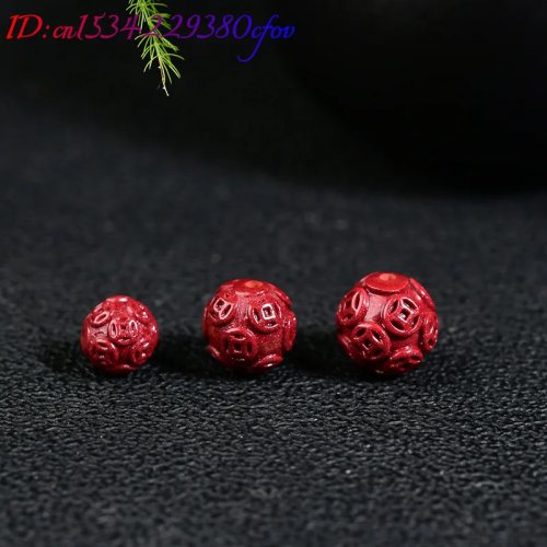 10pc Cinnabar Jade Coin Beads DIY Jewelry Making Kit - Earrings Bracelets Sweater Chain, Chinese Healing Luck Gift for Women Men
