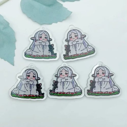 10 piezas Colgantes Acrílico Gato Cartoon, DIY Llavero Pendientes, Suministros para Bisutería