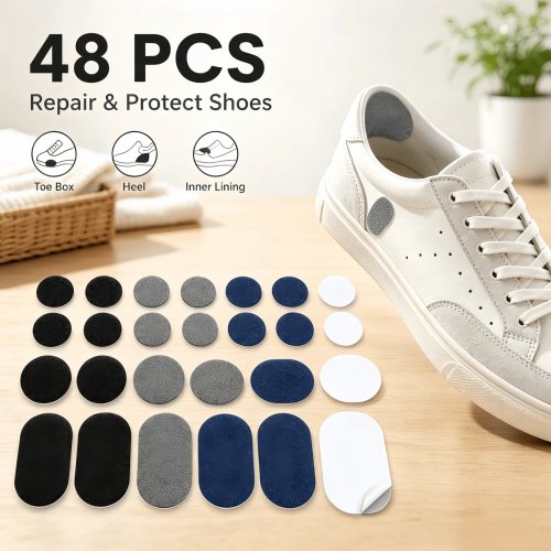 48-teilige selbstklebende Schuh-Reparaturflicken, verschleißfeste Sneaker-Fersenaufkleber, Innenfutter- & Zehenbox-Schutz für Canvas-Schuhe