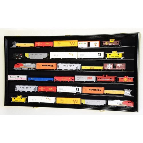 Vitrina para Tren Modelo Escala HO, Estante de Pared con Protección UV 98% - Con Cerradura - Negro