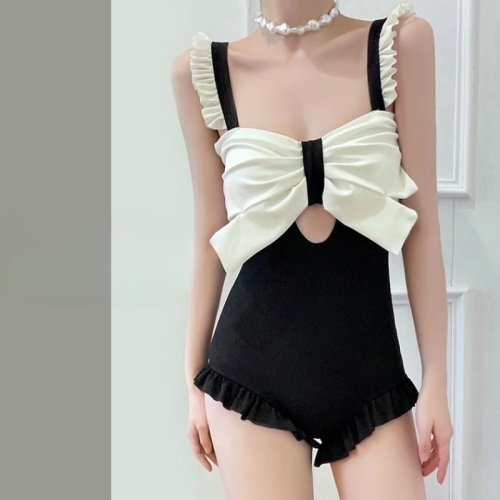 Costume da bagno donna intero a copertura totale con arricciature sul davanti – Costume vintage snellente per spiaggia ed estate
