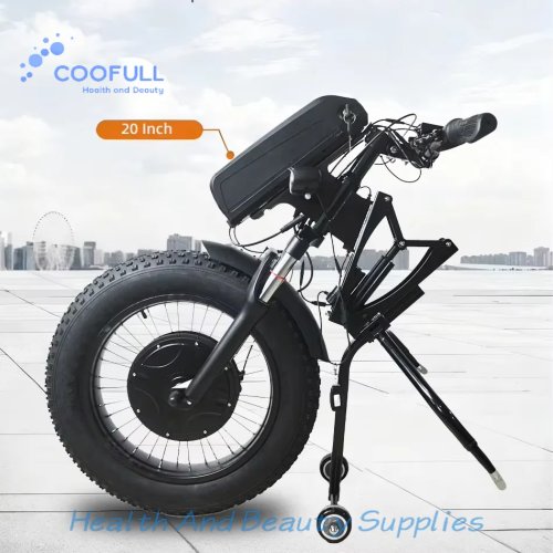 Coofull 1200W 電動車いす用アタッチメント 48V 15Ah ハンドサイクル 20インチファットタイヤ 電動パワーアシスト