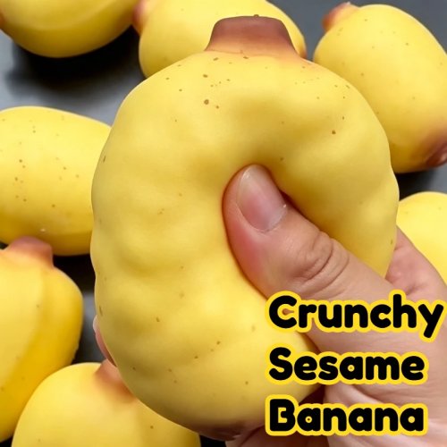 Bola Anti-Stress Squishy Banana Sésamo Crocante Fidget ASMR para Adultos