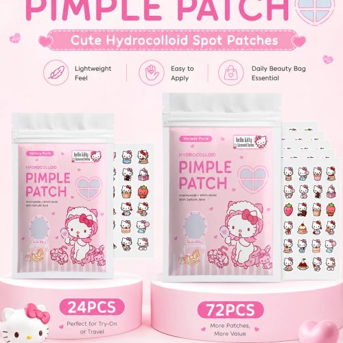 Parches para acné Sanrio – Stickers hidrocoloides para barros, parches lindos de cuidado facial diario