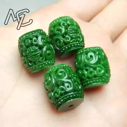 5 piezas cuentas de jade verde natural talladas para pulsera DIY, brazalete, dije, joyería de jadeíta, accesorios de moda, amuleto, regalos para mujer y hombre