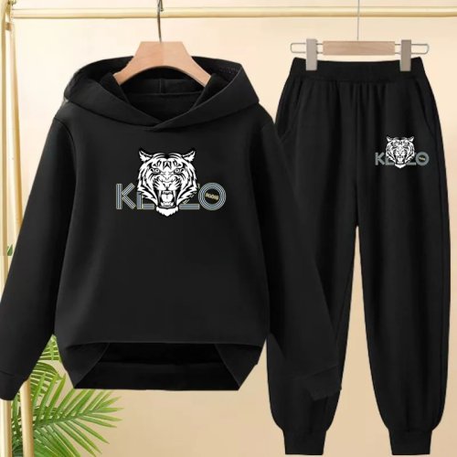 Conjunto de sweatshirt com capuz e calças com estampado de tigre para crianças, rapazes e raparigas, 3-12 anos, casual desporto jogging