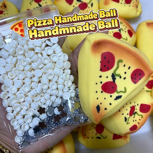 Антистрес-м'яч у формі їжі Crunchy Pizza Squeeze Ball, пластичний сквіш із блоками всередині, ASMR антистрес фіджет для дорослих