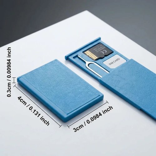Estuche organizador para tarjetas SIM con pin eyector – Caja deslizante delgada para Nano SIM, Micro SD y TF, viaje (Azul)