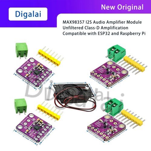 MAX98357 I2S-audioversterkermodule – ongefilterde klasse-D-versterker voor ESP32 en Raspberry Pi