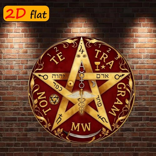 CIFBUY 神秘的なダビデの星 アルミニウム壁飾り 20×20cm 防水メタルサイン 自宅・オフィス・スタジオ用デコレーション
