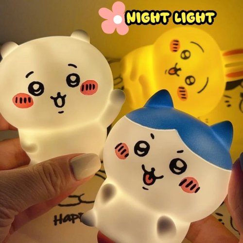 Muñeca de Vinilo Anime Chiikawa Luz Nocturna Juguete Luminoso Kawaii Decoración Dormitorio Escritorio Hachiware Usagi Regalo Cumpleaños Sorpresa