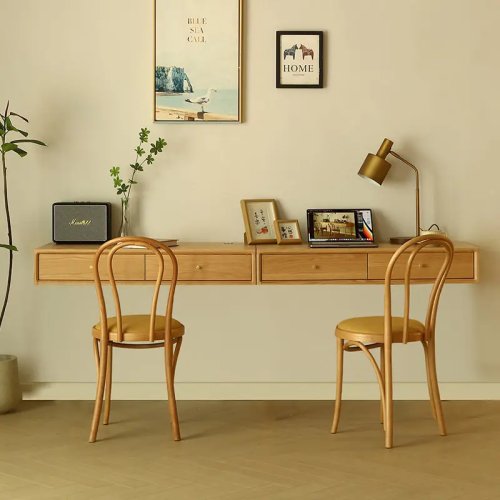 Bàn làm việc treo tường thiết kế Bắc Âu bằng gỗ tự nhiên cho máy tính, phòng khách, phòng học và phòng ngủ