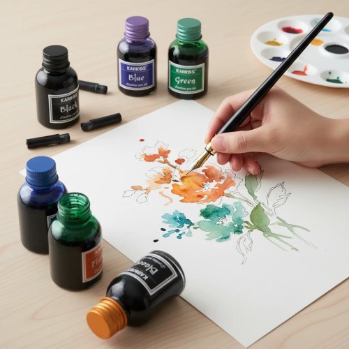 หมึกปากกาหมึกซึม 30 มล. หลากสี – ขวดเติมหมึกสำหรับเขียนคัดลายมือและโรงเรียน