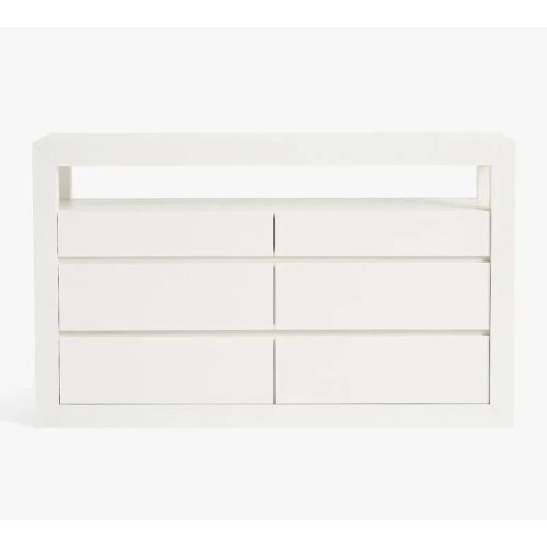 Tủ ngăn kéo trắng hiện đại 6 ngăn kéo, tủ gỗ tự nhiên cho phòng ngủ và phòng khách