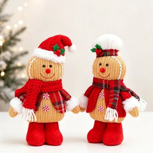 Weihnachtsdeko Tisch: Plüsch-Gnom Lebkuchenmann, Gonk Figur als Centerpiece für drinnen