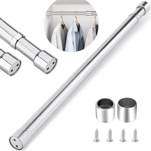 Barra para Closet Ajustable Telescópica de Acero Inoxidable - Extensible para Colgar Ropa