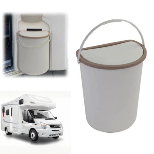 Kunststof afvalbak 10L met deksel voor camper, camping, boot en caravan, wand- of deurmontage