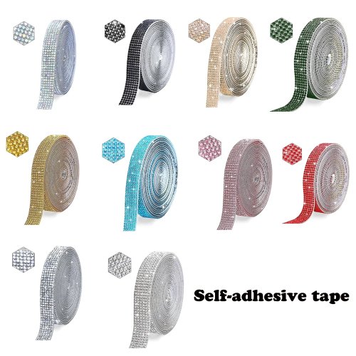 1PC Pita Rhinestone Kristal Perekat, Stiker Permata Berlian Bergaris untuk Dekorasi DIY
