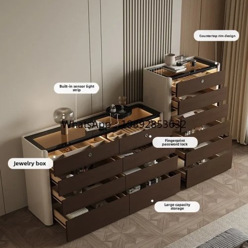 Tủ lưu trữ phòng ngủ phong cách sang trọng nhẹ có khóa, tủ trưng bày trang sức