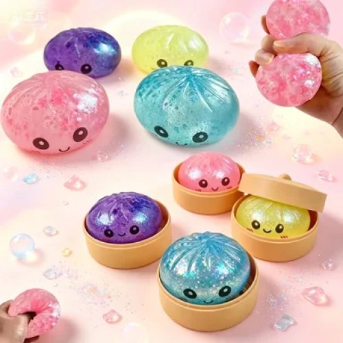 Squishy Bánh Bao Lấp Lánh – Phiên Bản Vàng Ẩn Cực Hiếm, Bóng Giảm Căng Thẳng TPR Mềm