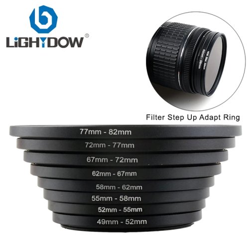 Lightdow metalen step-up filteradapterring 49/52/55/58/62/67/72/77/82mm