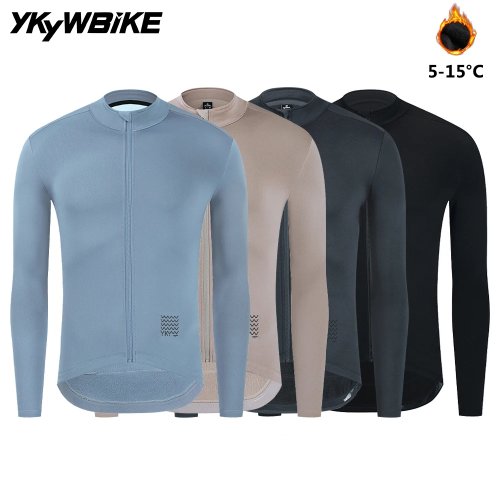 Jersey Ciclismo Invierno Hombre YKYWBIKE Térmico Polar Manga Larga MTB Ruta