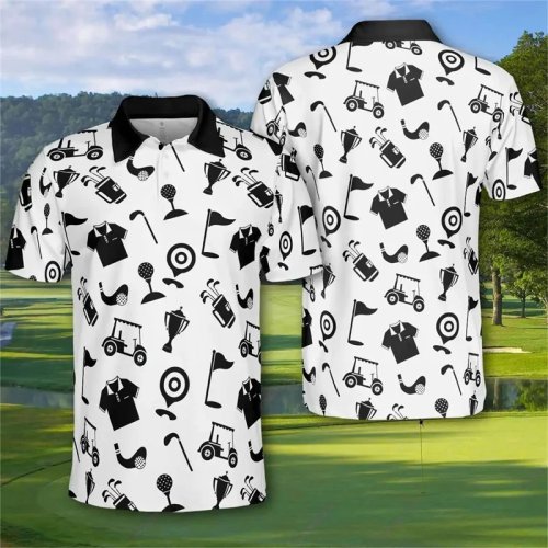 Men's 3D Printed Skull Golf Polo Shirt Short Sleeve Casual Summer Streetwear Top