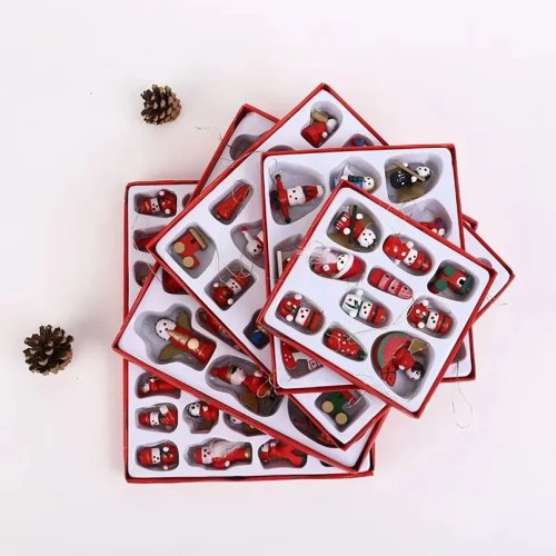Bộ đồ trang trí cây thông Noel bằng gỗ – mặt dây treo nhỏ và phụ kiện trang trí cửa sổ