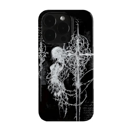 جراب آيفون Luxury Gothic Cross Comic Girl – غطاء خلفي من السيليكون مضاد للصدمات لـ iPhone 17 Air 16 Pro Max 15 14 Plus 13 12 Mini 11