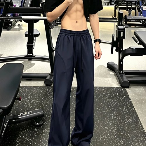 Pantalon de sport pour homme, séchage rapide, soie de glace, été fin, jambe droite, micro évasé, décontracté