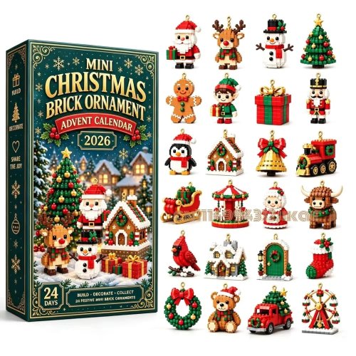 Calendario de Adviento de 24 días con mini adornos de bloques navideños, diseños únicos, bloques armables, incluye ganchos para colgar, cuenta regresiva navideña