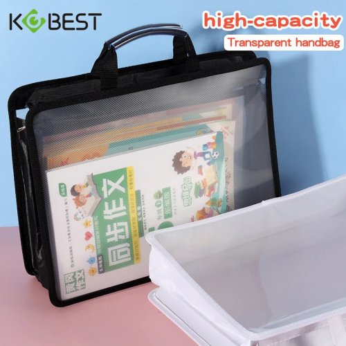 Borsa a mano trasparente A4, 6 colori, grande capacità, impermeabile per documenti, studenti, affari, portatile
