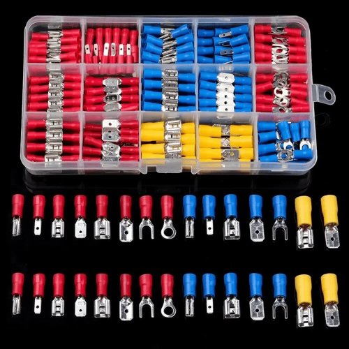 Kit da 280 connettori per cavi – terminali a crimpare isolati maschio/femmina, faston e giunti, assortimento di capicorda elettrici
