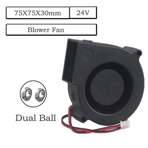 Ventilador de enfriamiento Gdstime DC 24V 75x30mm sin escobillas con doble rodamiento de bolas - Soplador de escape enfriador (1 pieza)