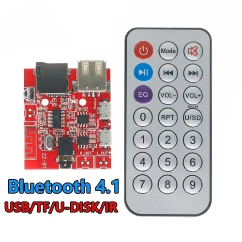 車用Bluetooth 4.1 MP3 WAVデコーダーボード 3Wスピーカーアンプ オーディオレシーバーモジュール USB/TF/U-DISK/IRリモコン対応