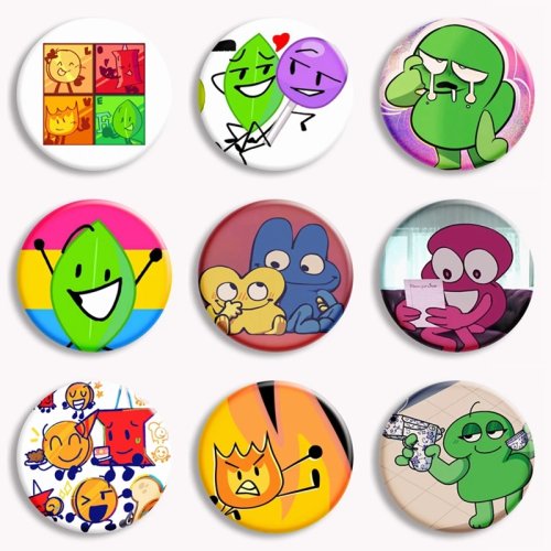 Lustiger Cartoon Soft Button Pin Brosche Anstecker Taschenaccessoire - BFB Leafy x Lollipop Kawaii Flower Cry Two Four and X