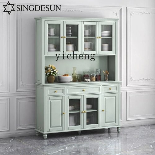 American Style Sideboard Cabinet, Modern Minimalist Solid Wood Storage Cabinet, Integrated High-End Marble Wine Cabinet