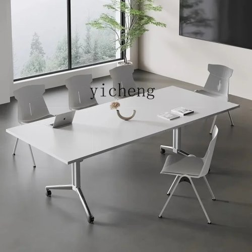 Movable Folding Conference Table – Long Training Table, Telescopic Splicing, Office Use