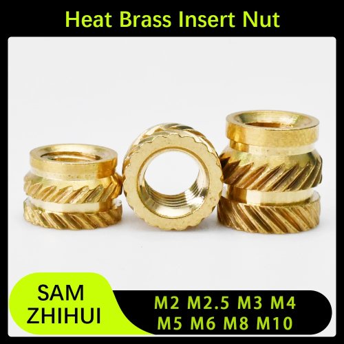 Dadi a Inserimento in Ottone, Doppia Twill Zigrinata, per Stampaggio/Iniezione, Dadi Hot Melt per Stampante 3D e Custodia in Plastica, M2 M2.5 M3 M4 M5 M6 M8 M10