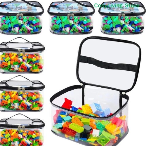 Transparente Mesh-Aufbewahrungstasche mit Reißverschluss für Spielzeug, große Kapazität, Puzzle- und Baustein-Organizer