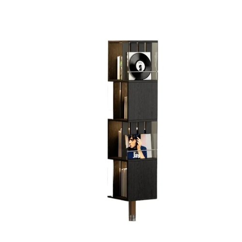 Rotating Bookshelf with Ambient Light, Floor-to-Ceiling Vertical Display Bookcase