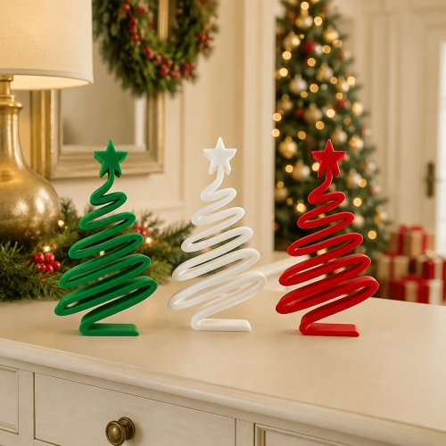 Pohon Natal Mini Spiral Kayu untuk Meja dengan Bintang – Dekorasi Meja Liburan Skandinavia Modern untuk Rumah