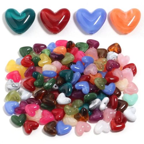 20 Pcs Manik-Manik Akrilik Bentuk Hati Imitasi Batu Dua Warna untuk DIY Perhiasan Gelang Kalung