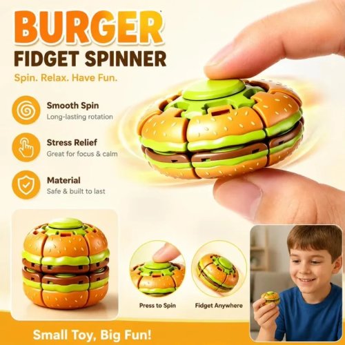 Burger Fidget Spinner Speelgoed 3D Hamburger Press Bubble Gyro Ball Stressverlichting Speelgoed voor Volwassenen Verjaardag & Feestdagen Cadeau