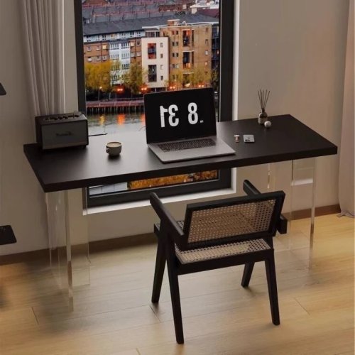 Italian Minimalist Solid Wood Acrylic Floating Table - Nordic Creative Wabi-Sabi Style Desk for Living Room & Bedroom