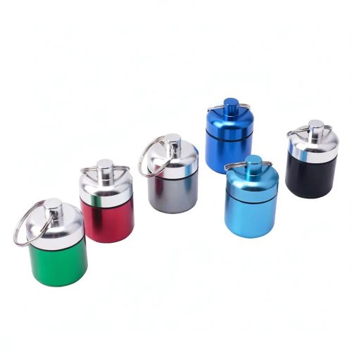 Kompakte Aluminium Pillendose mit Schlüsselanhänger – Wasserdichter Metallbehälter für Tabletten, Ohrstöpsel & Kleinteile, tragbar