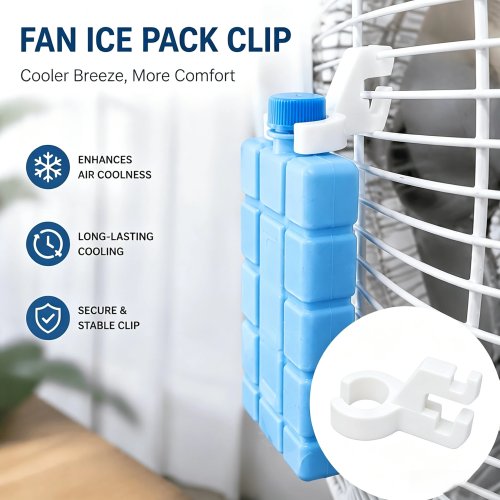 4-Piece Fan Ice Pack Holder Clips - Summer Cooling Attachment, Air Flow Enhancer for Home Heat Relief