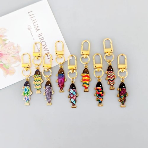 9pcs Gantungan Kunci Liontin Ikan Kecil Cetak Warna, Aksesori Headphone, Hadiah Pesta