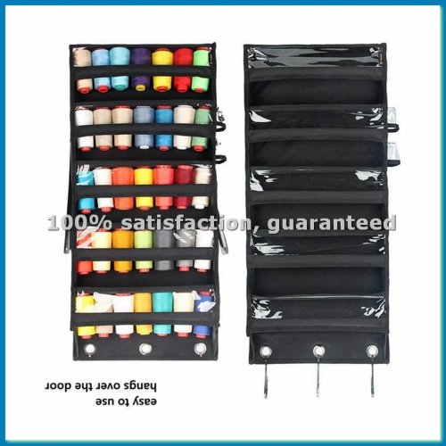 Organizador de almacenamiento de estambre colgante, organizador de bolsa de ganchillo de 5 niveles con bolsillos profundos transparentes, almacenamiento de estambre para puerta - A69M