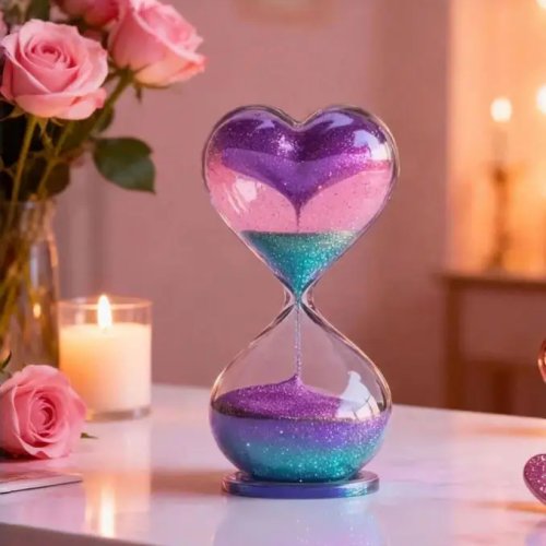 Decoración de embudo en forma de corazón giratorio - Adorno de escritorio 3D de acrílico moderno, diseño de corazón fluido